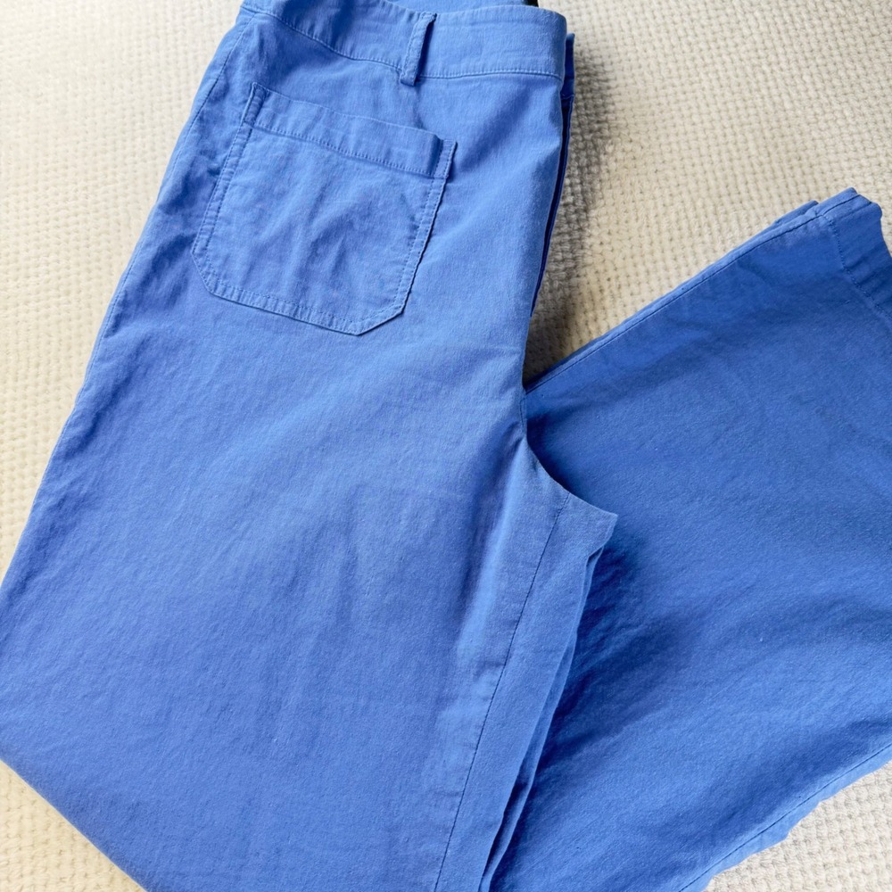 J.Crew Lizzie Pant Blue Wide Leg Cotton Linen Blend Trousers Size 31